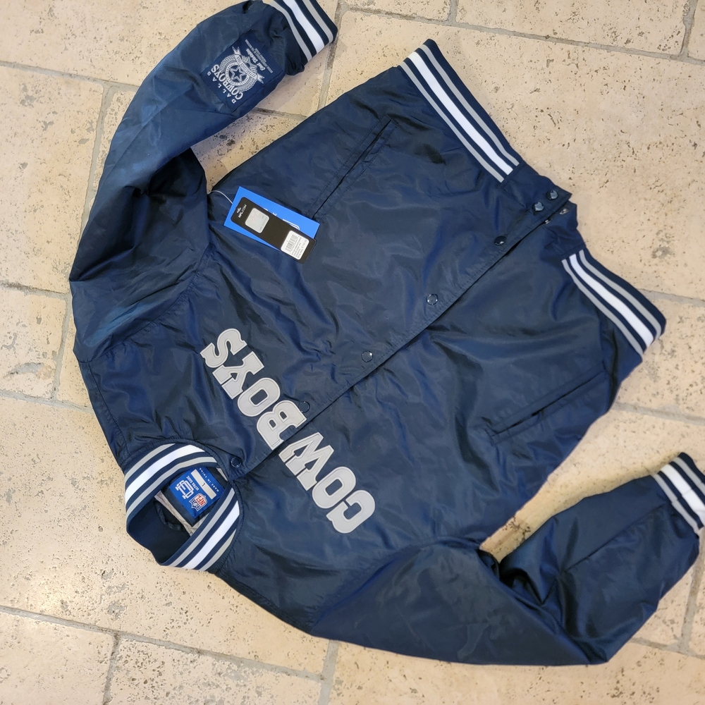 NWT - M - Dallas Cowboys Navy Blue Jacket NFL Puffer Bomber